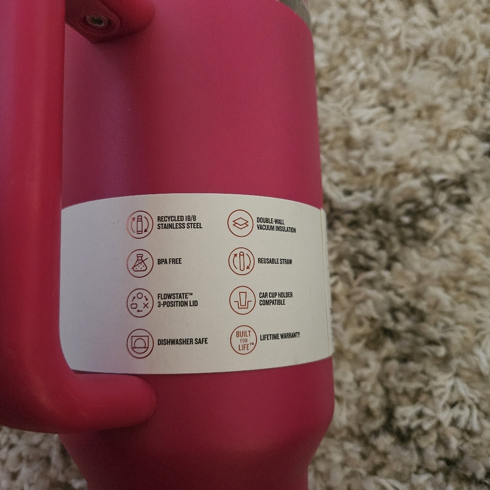 Stanley 40 oz Stainless Steel FlowState Quencher Tumbler Valentine Pink Target - Picture 5 of 7